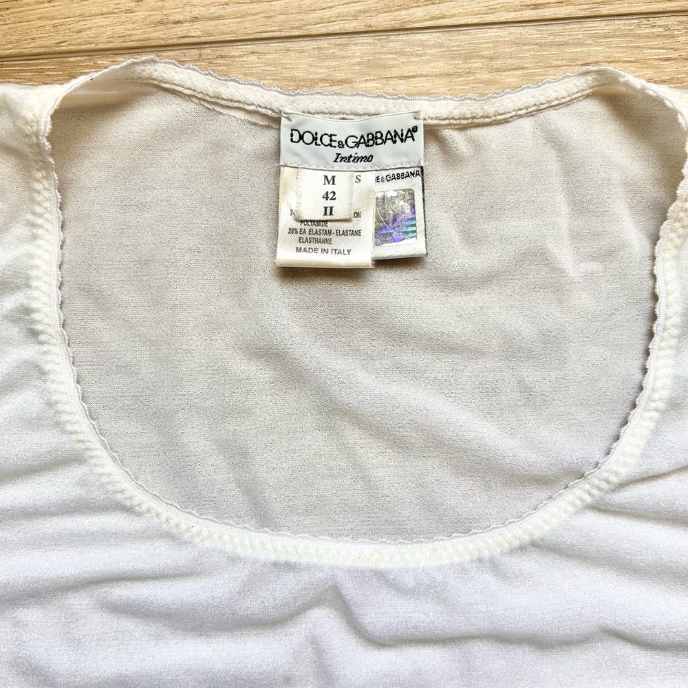 Dolce & Gabbana Cream Sheer Short Sleeve Top